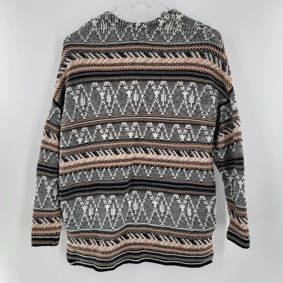 Old Navy Cardigan Women's Size Small Open Front Knit Aztec Geo Brown Black White - Picture 3 of 7